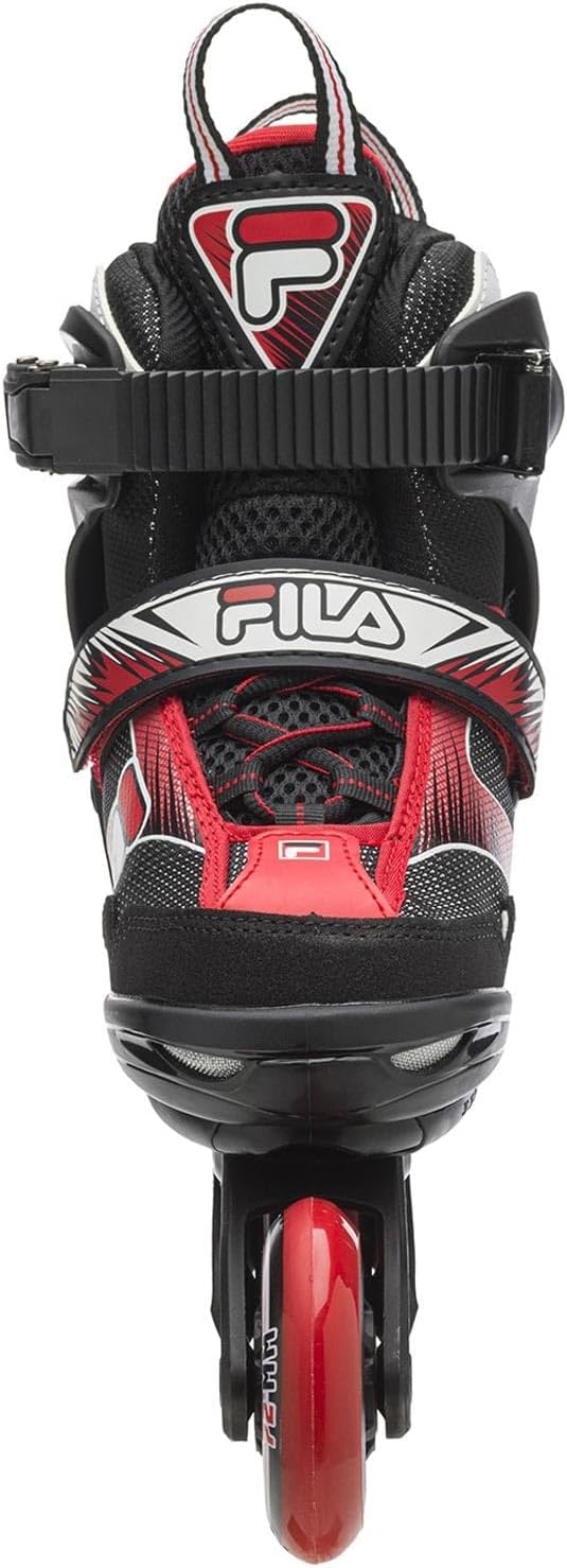 FILA Inliner für Kinder J-One, Inline-Skates 4-fach größenverstellbar, Rollerblades mit Belüftung, Rollschuhe schwarz/rot