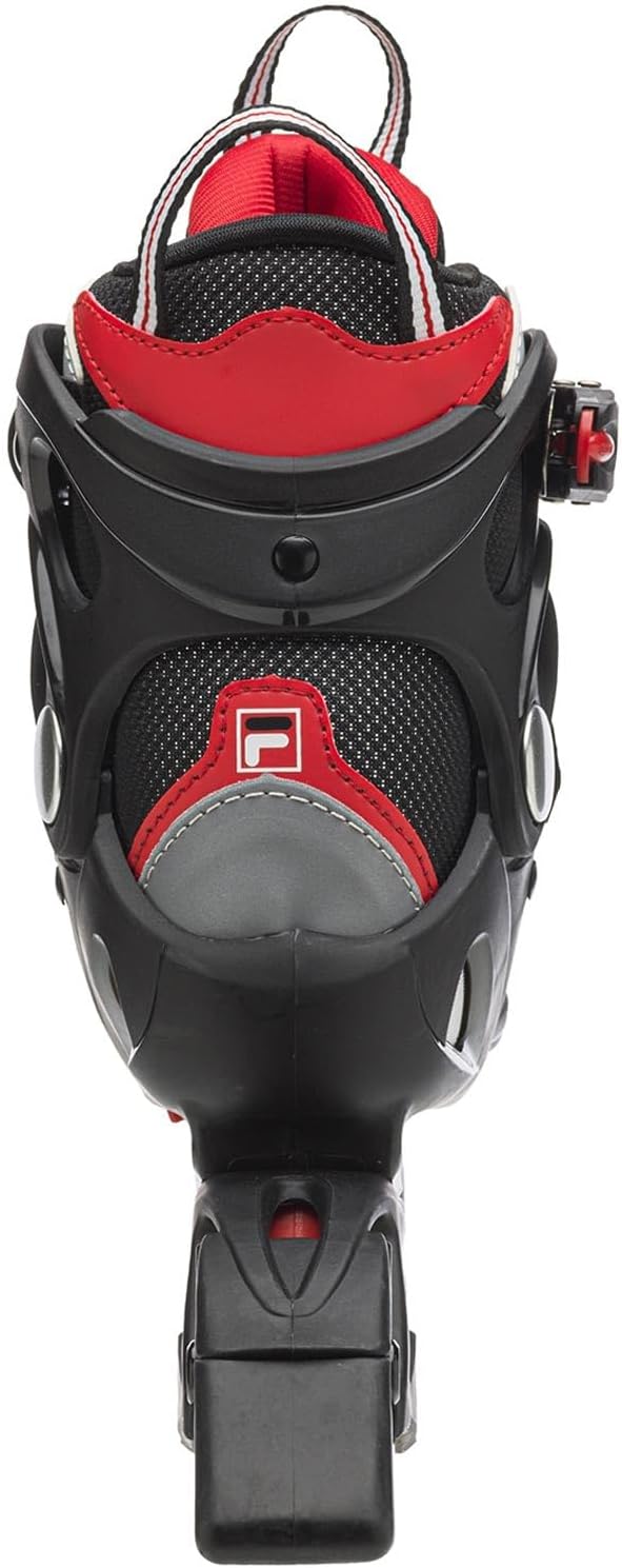 FILA Inliner für Kinder J-One, Inline-Skates 4-fach größenverstellbar, Rollerblades mit Belüftung, Rollschuhe schwarz/rot